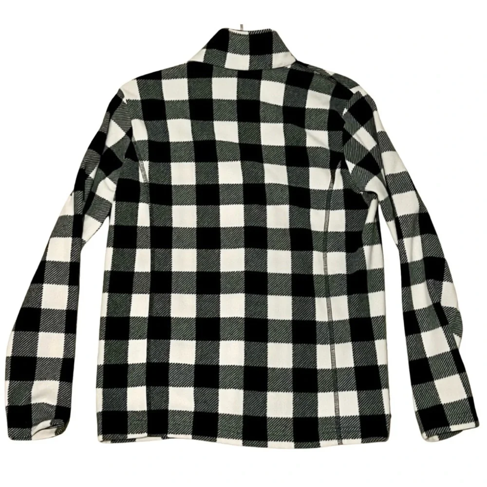 Lands’ End Black & White Buffalo Check Fleece Quarter-Zip Pullover – Size Small - Picture 4 of 4